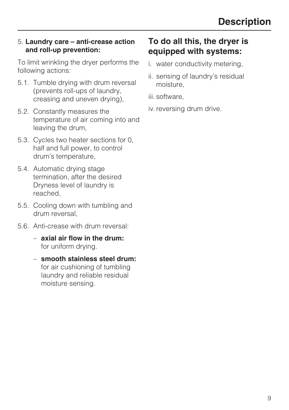Description | Miele NOVOTRONIC T 7644 C User Manual | Page 9 / 56