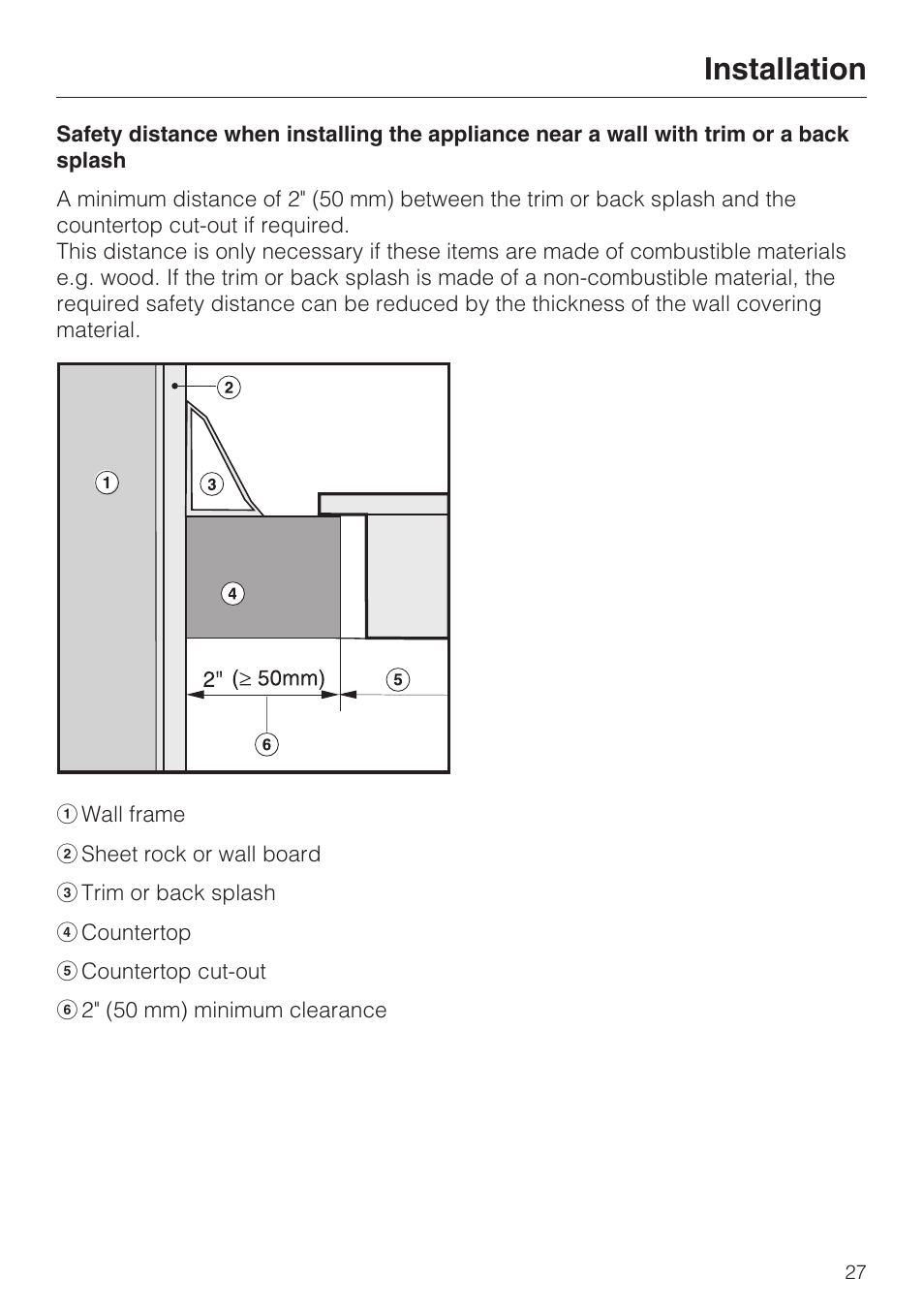 Installation 27, Installation | Miele INDUCTION WOK CS 1223 User Manual | Page 27 / 40