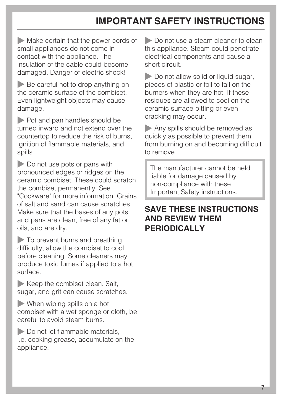 Important safety instructions | Miele INDUCTION WOK CS 1223 User Manual | Page 7 / 40