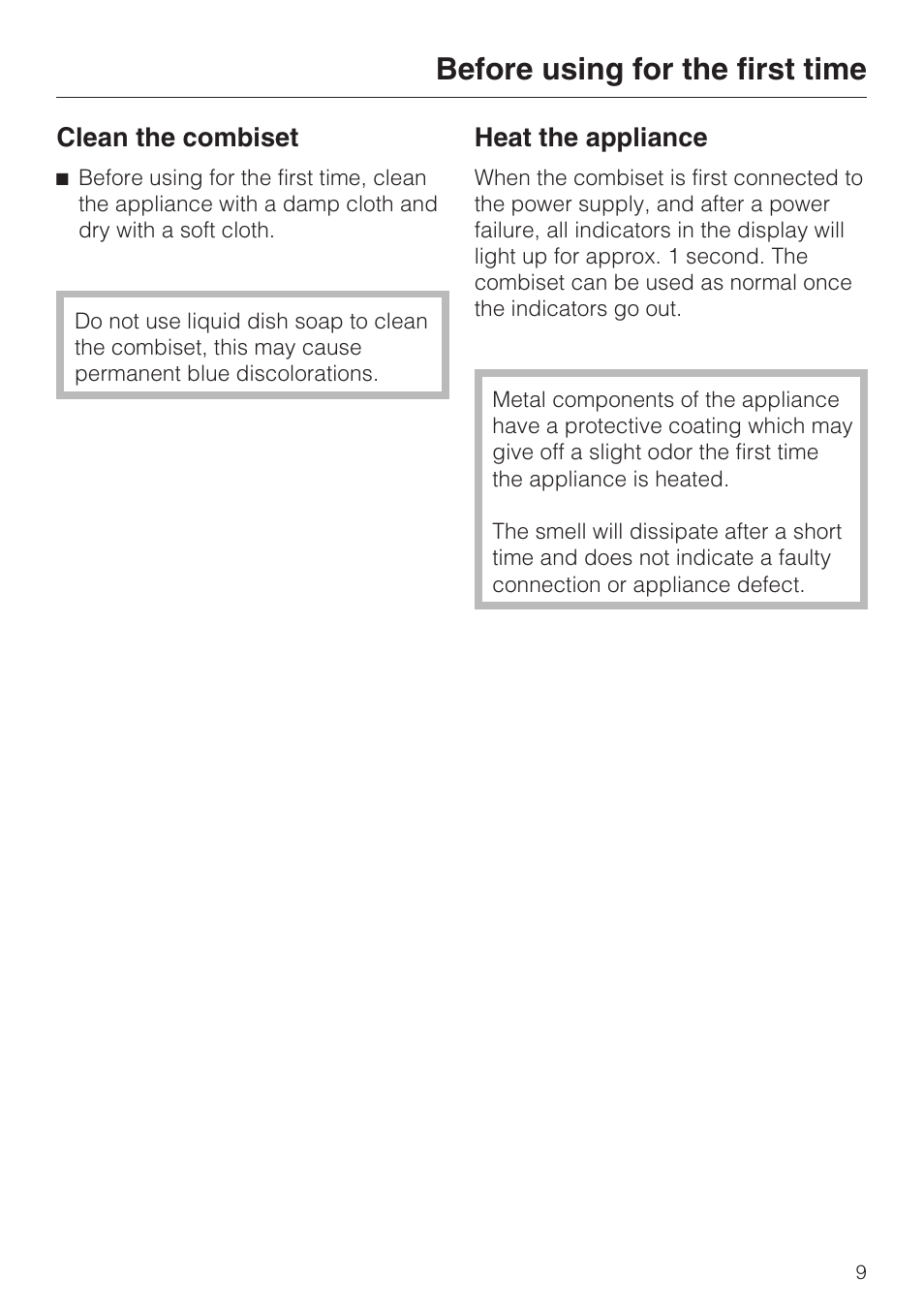 Before using for the first time 9, Before using for the first time | Miele INDUCTION WOK CS 1223 User Manual | Page 9 / 40
