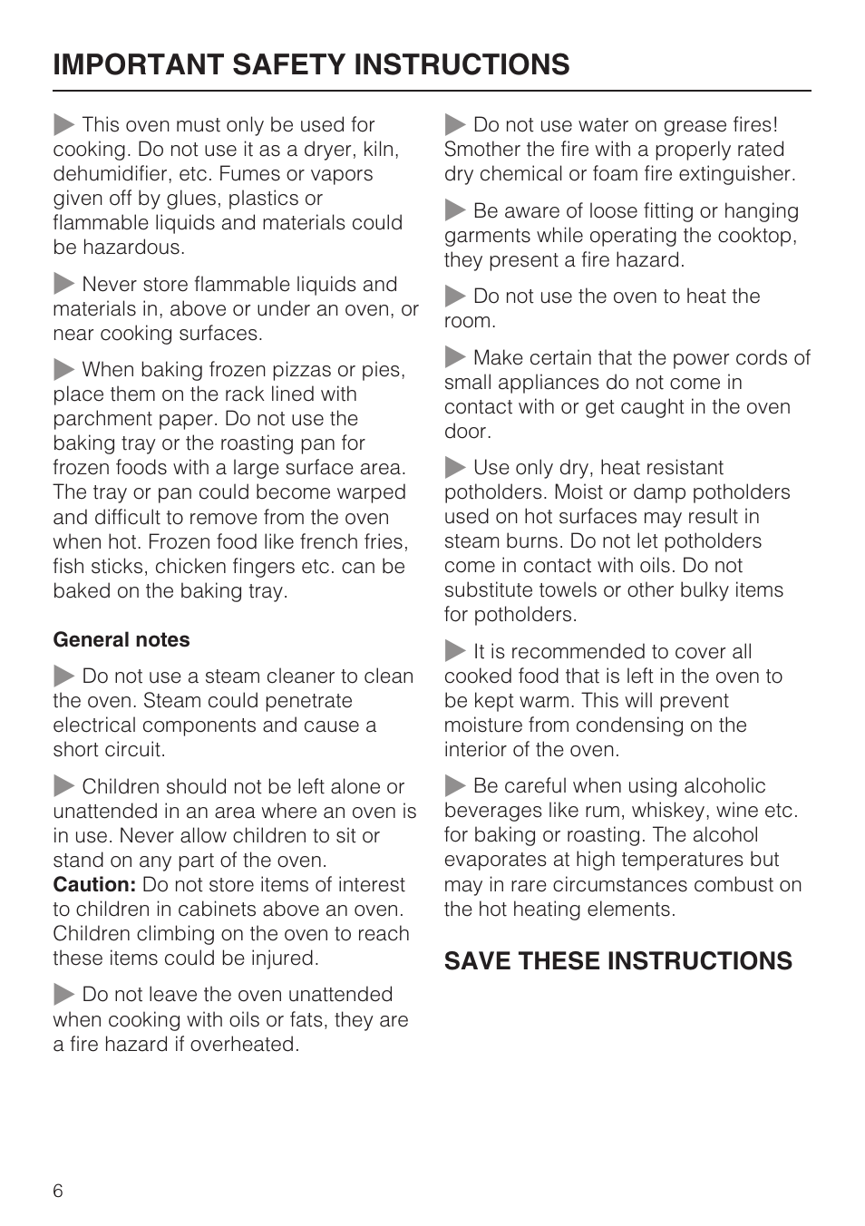 Important safety instructions | Miele H4780B User Manual | Page 6 / 76