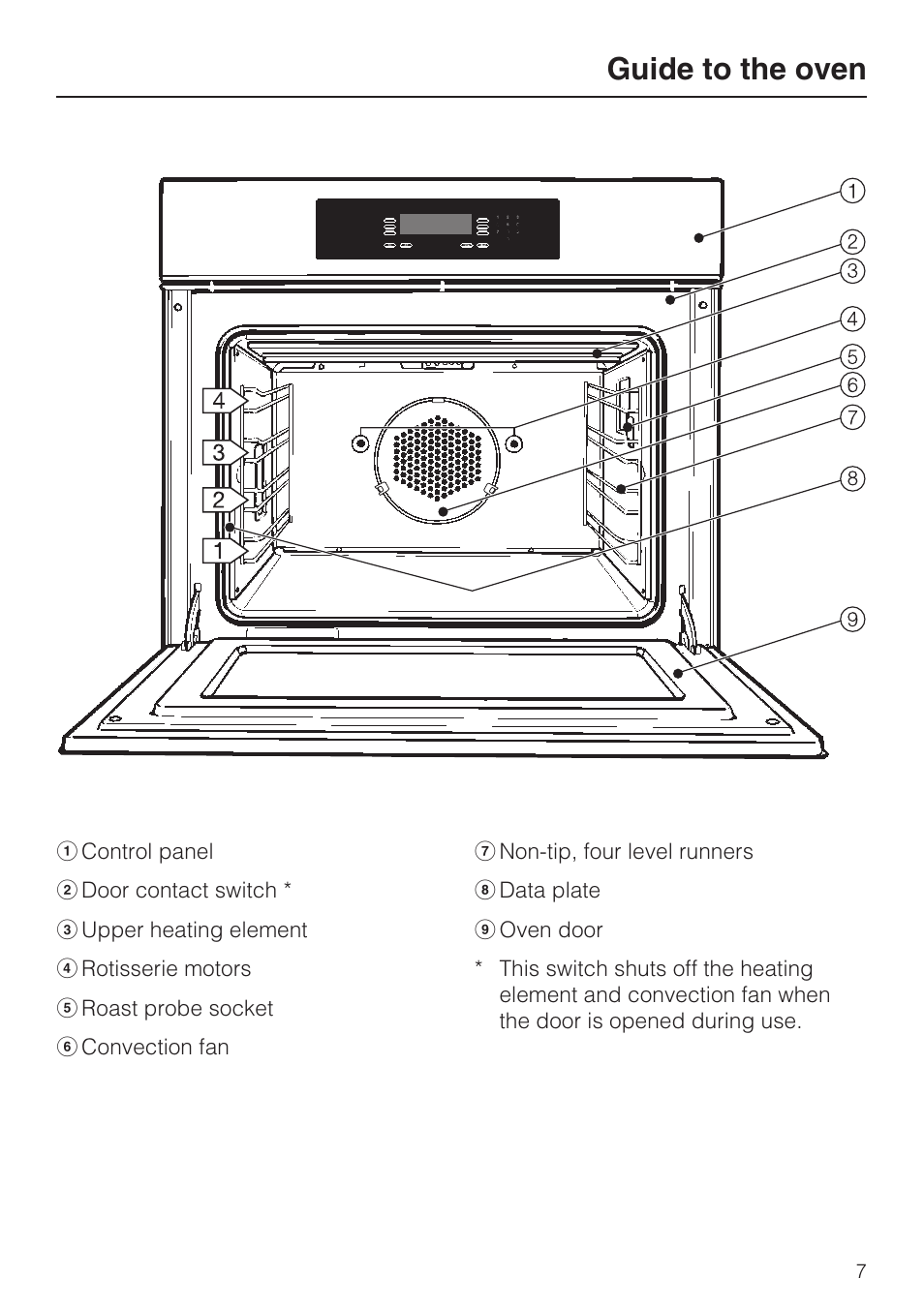 Guide to the oven 7, Guide to the oven | Miele H4780B User Manual | Page 7 / 76