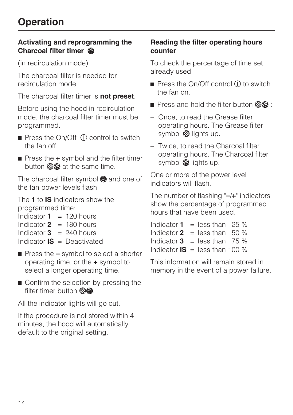 Operation | Miele DA 6290 W User Manual | Page 14 / 36