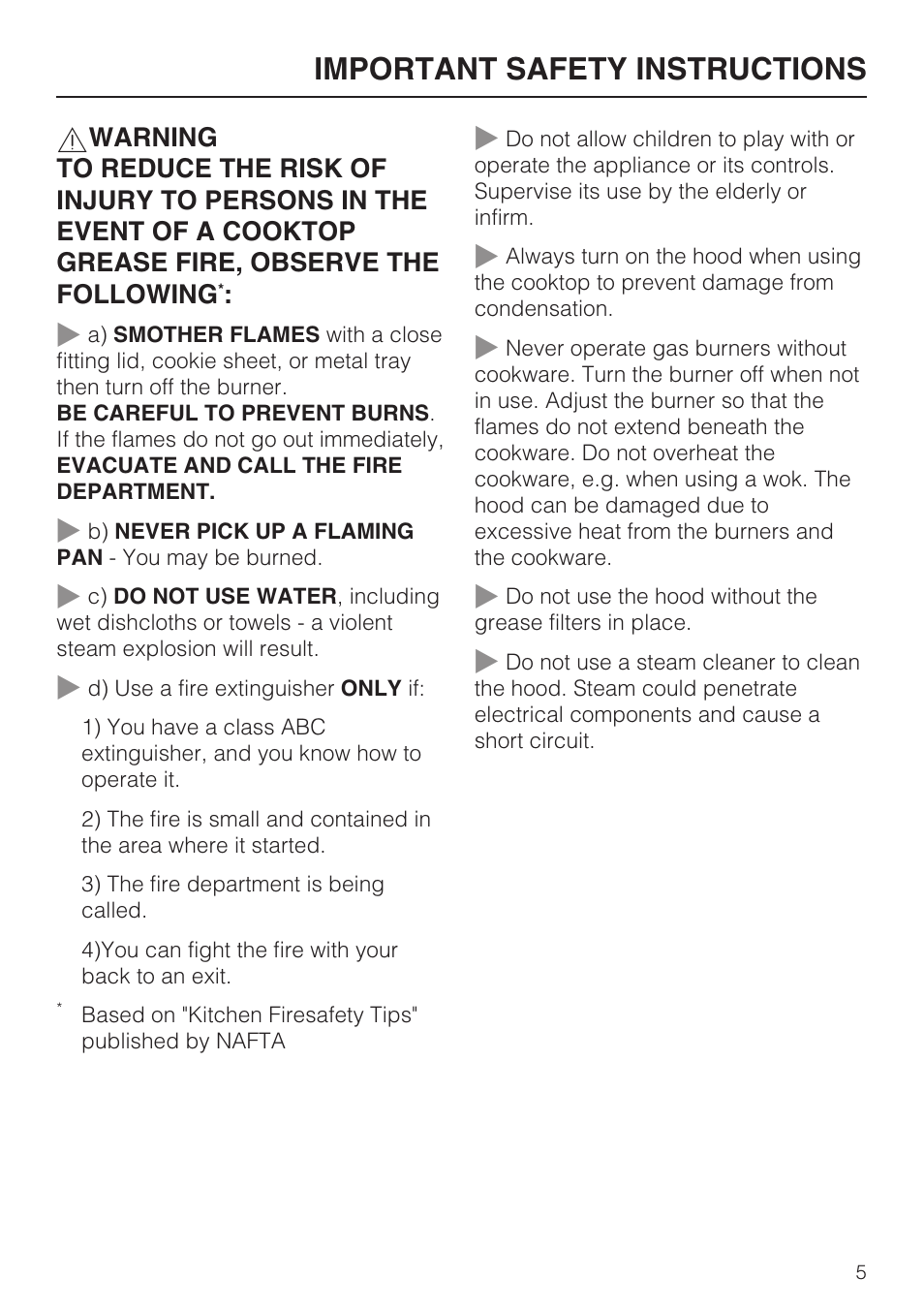 Important safety instructions | Miele DA 6290 W User Manual | Page 5 / 36