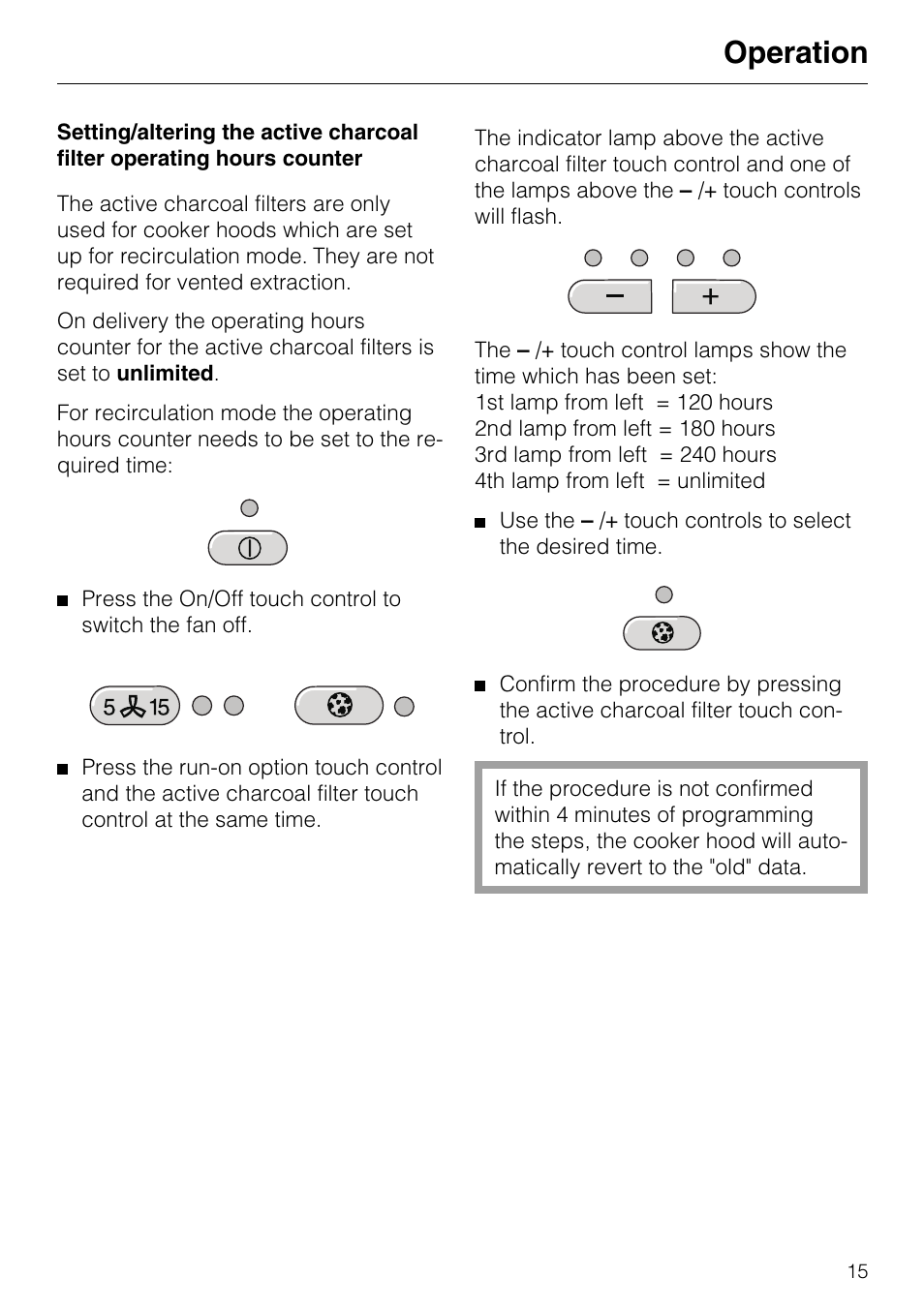 Operation | Miele DA 217-2 User Manual | Page 15 / 40