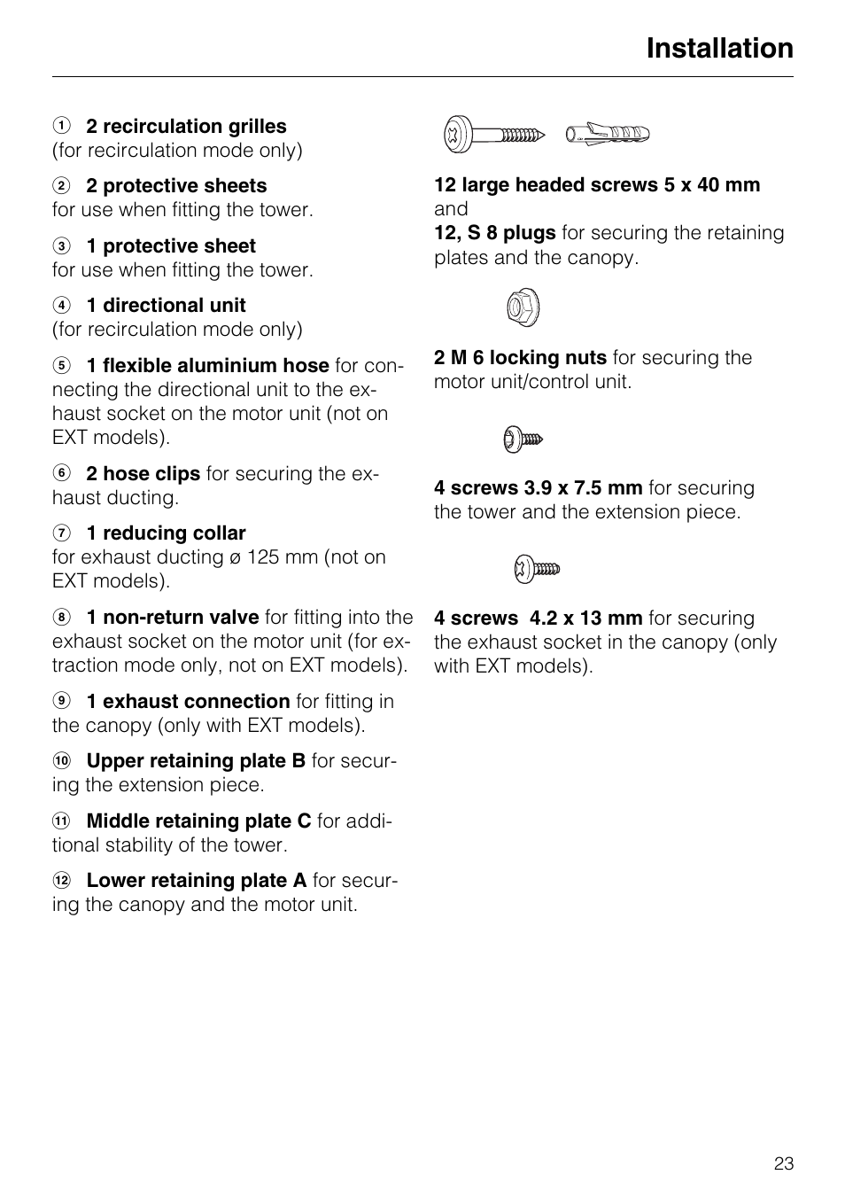 Installation | Miele DA 217-2 User Manual | Page 23 / 40