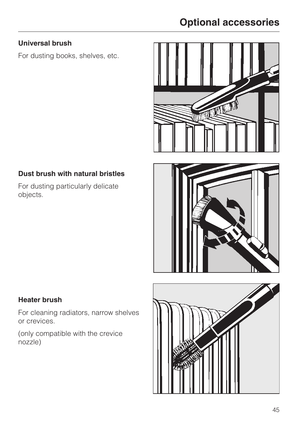 Optional accessories | Miele S 500 - S 548 User Manual | Page 45 / 52