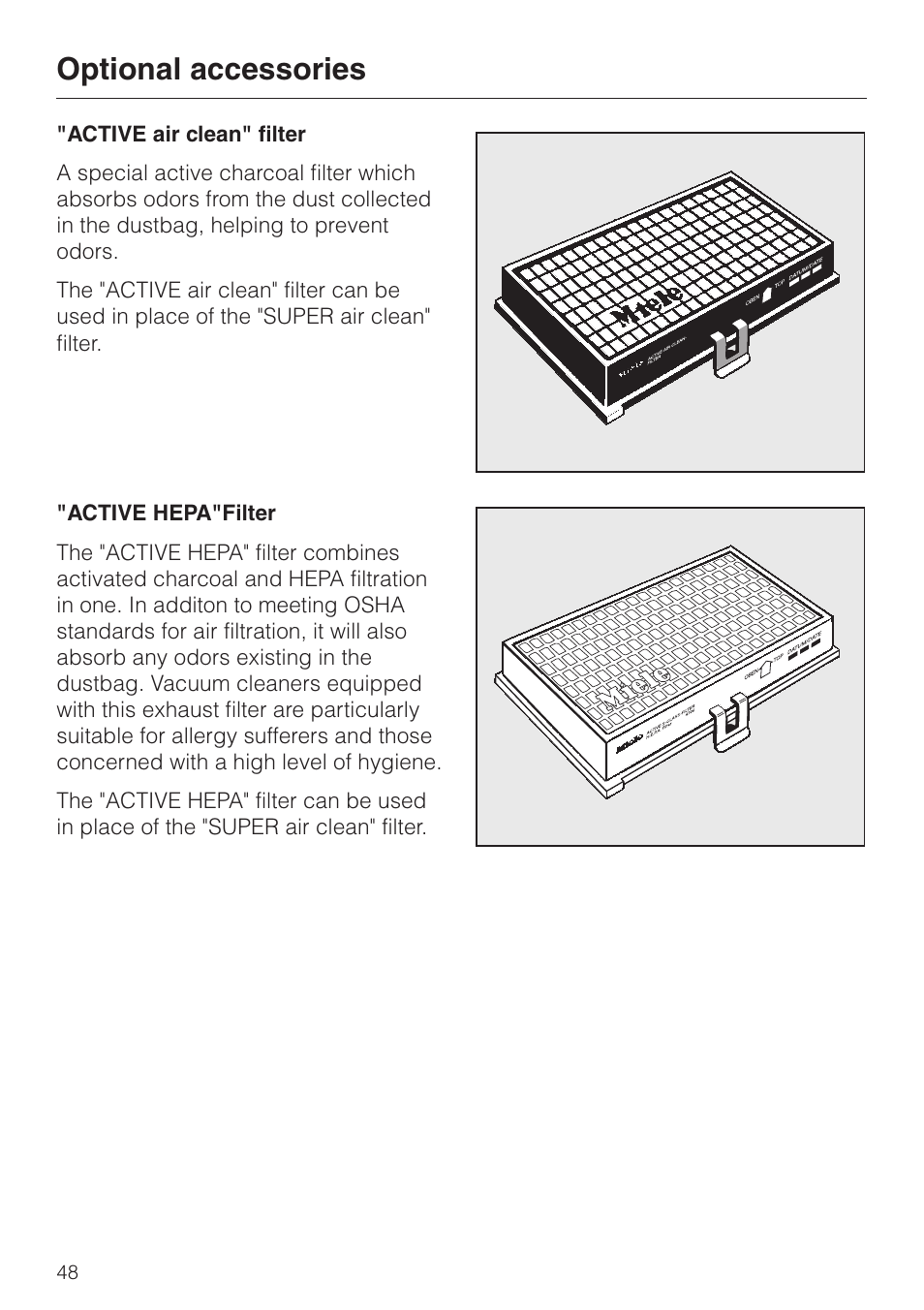 Optional accessories | Miele S 500 - S 548 User Manual | Page 48 / 52