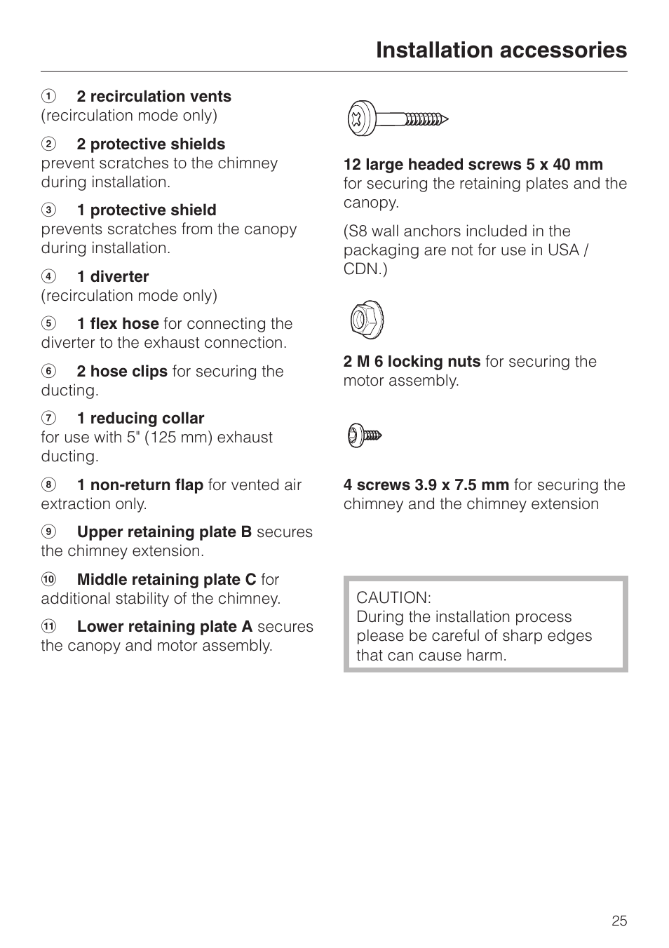 Installation accessories | Miele DA 219-3 User Manual | Page 25 / 44