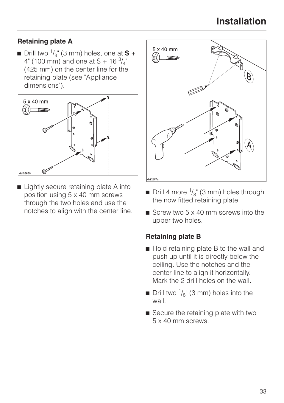 Installation | Miele DA 219-3 User Manual | Page 33 / 44