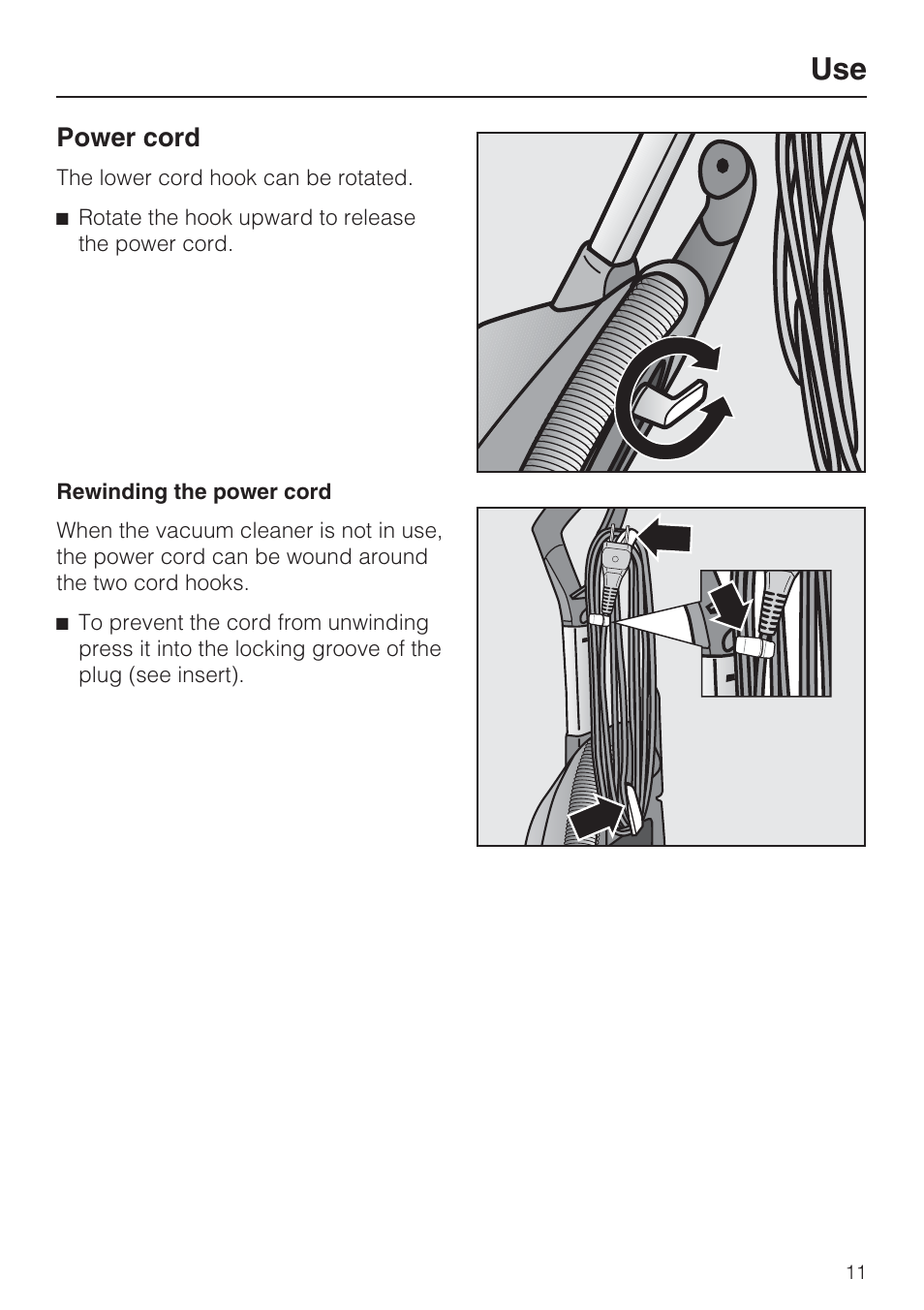 Power cord | Miele S 7000 User Manual | Page 11 / 40