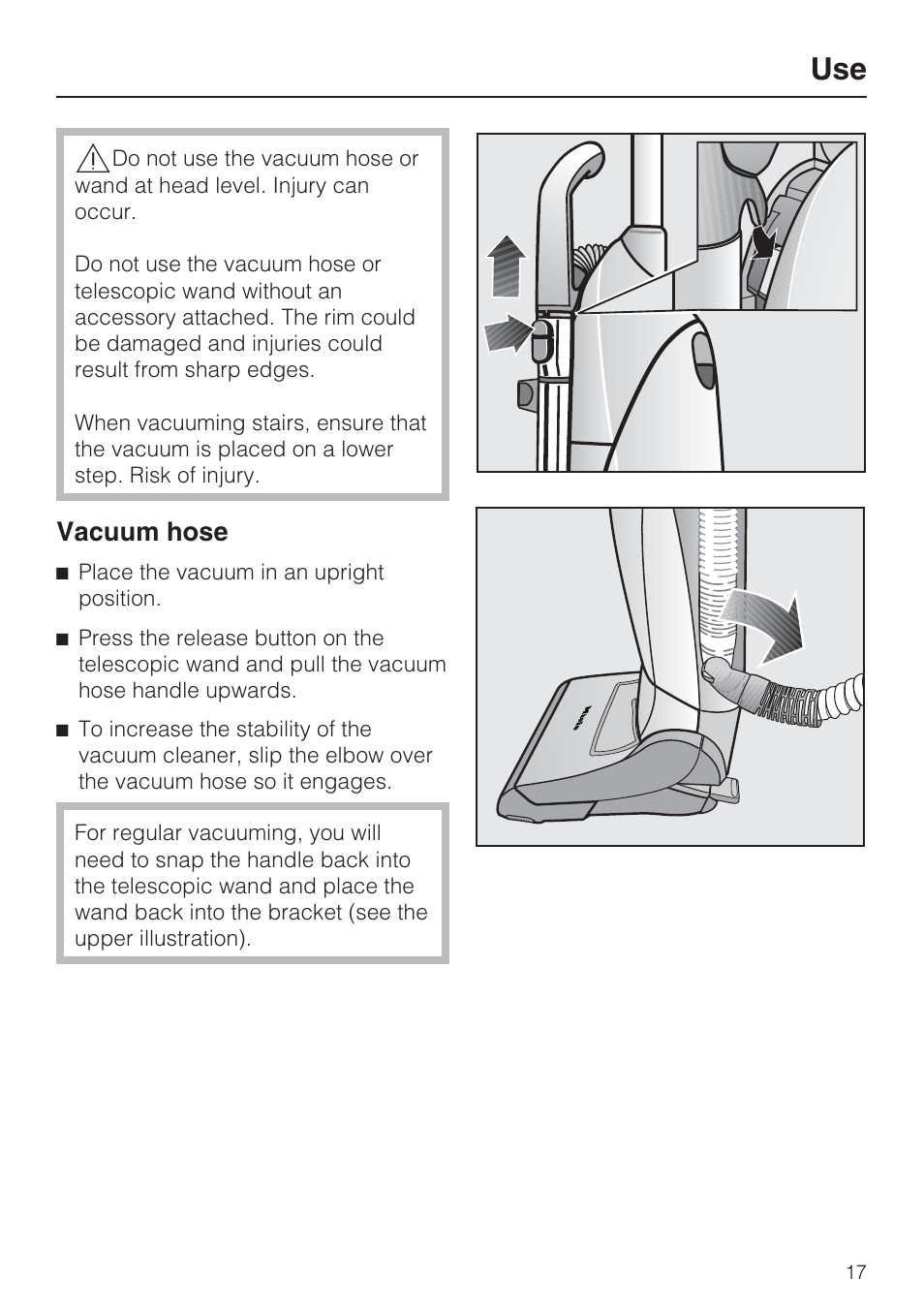 Vacuum hose | Miele S 7000 User Manual | Page 17 / 40