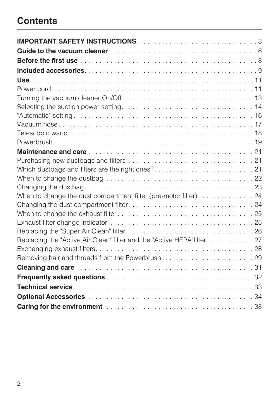 Miele S 7000 User Manual | Page 2 / 40
