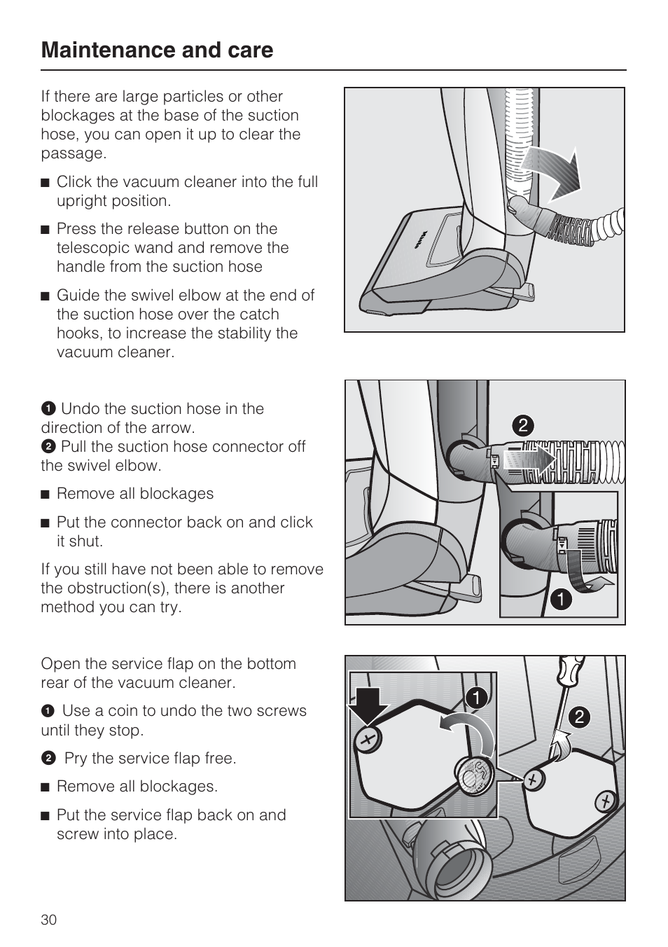 Maintenance and care | Miele S 7000 User Manual | Page 30 / 40