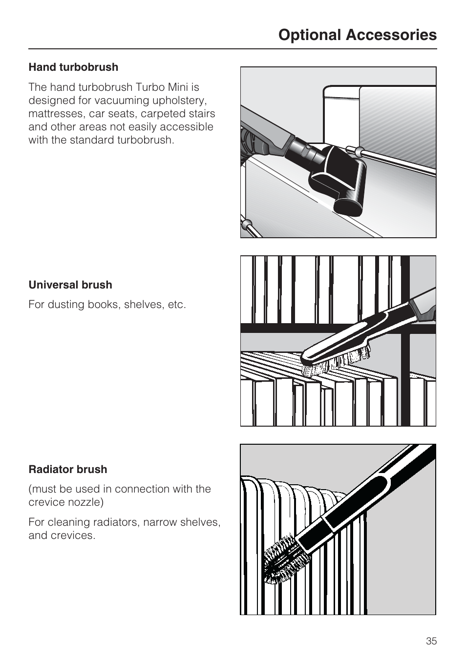 Optional accessories | Miele S 7000 User Manual | Page 35 / 40