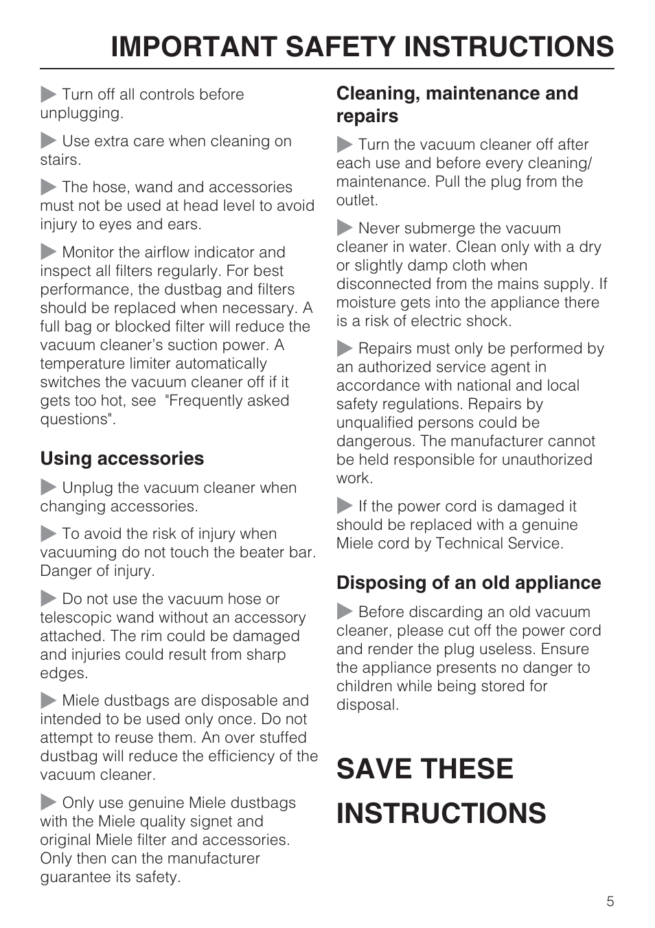Miele S 7000 User Manual | Page 5 / 40