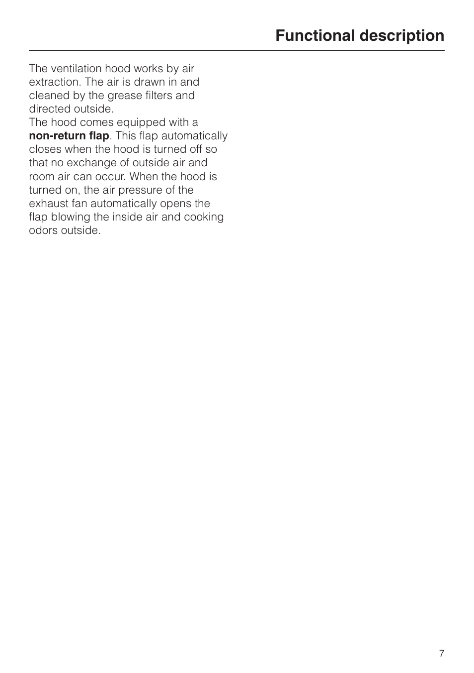 Functional description 7, Functional description | Miele DA252-3 User Manual | Page 7 / 32