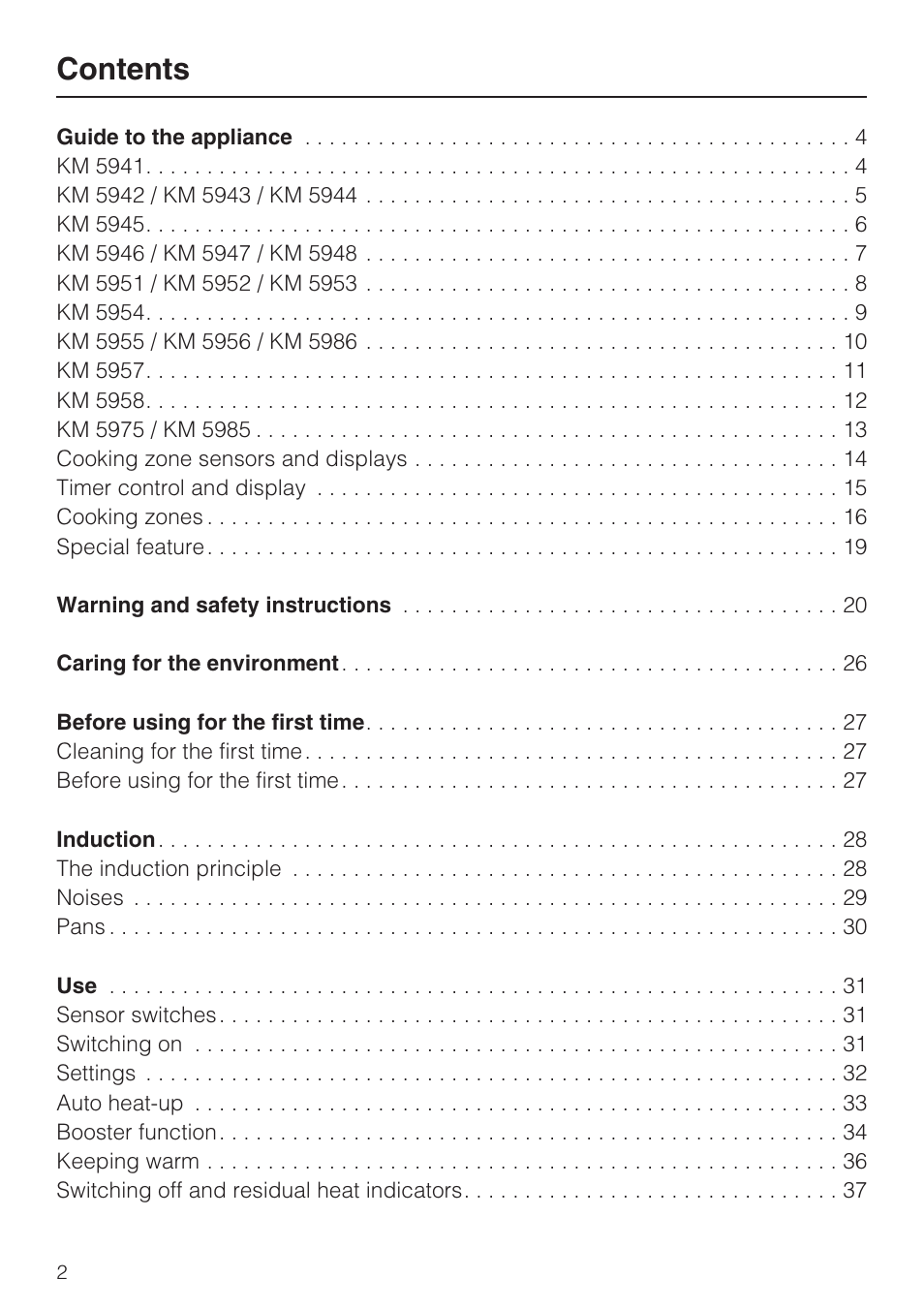 Miele KM5958 User Manual | Page 2 / 84