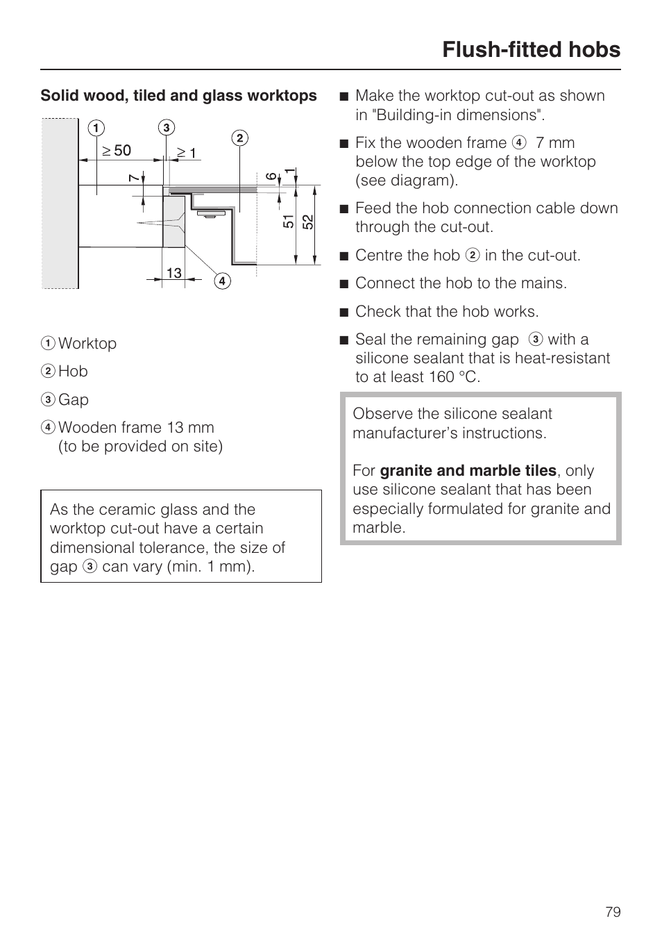 Flush-fitted hobs | Miele KM5958 User Manual | Page 79 / 84