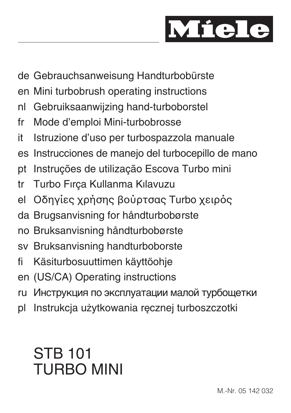 Miele TURBO MINI STB 101 User Manual | 56 pages