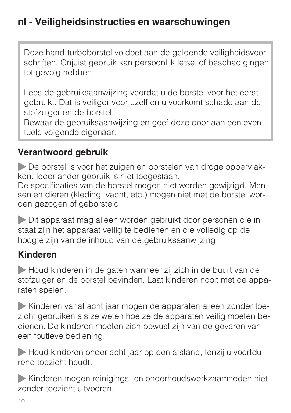 Miele TURBO MINI STB 101 User Manual | Page 10 / 56