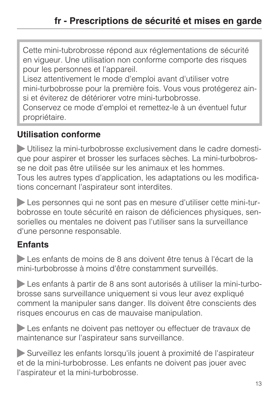 Miele TURBO MINI STB 101 User Manual | Page 13 / 56