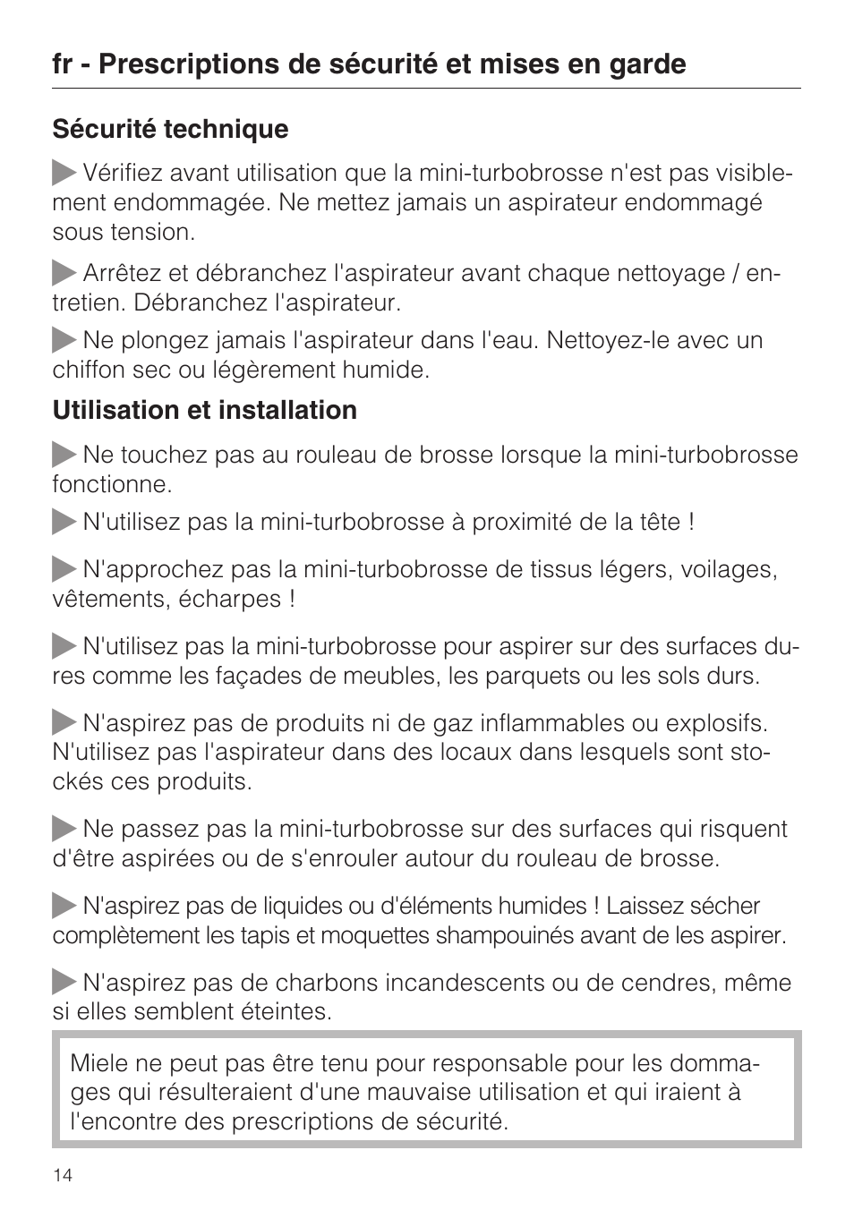 Miele TURBO MINI STB 101 User Manual | Page 14 / 56
