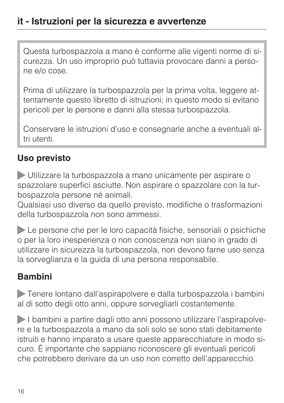 Miele TURBO MINI STB 101 User Manual | Page 16 / 56