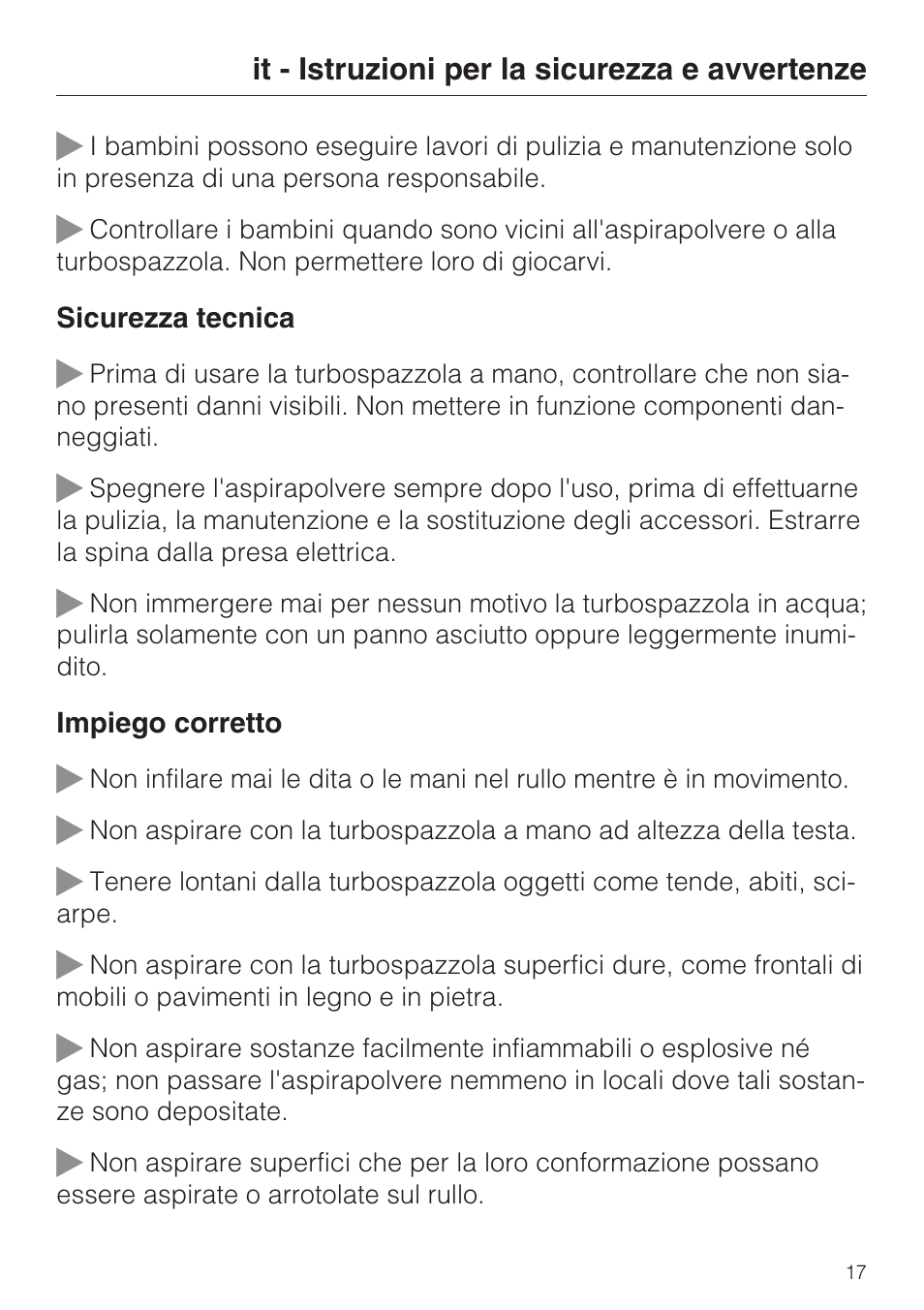 Miele TURBO MINI STB 101 User Manual | Page 17 / 56