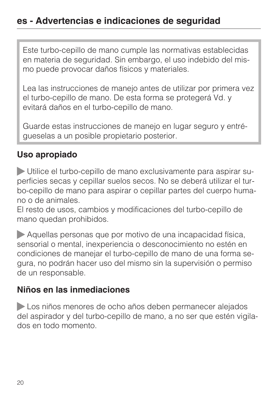 Miele TURBO MINI STB 101 User Manual | Page 20 / 56