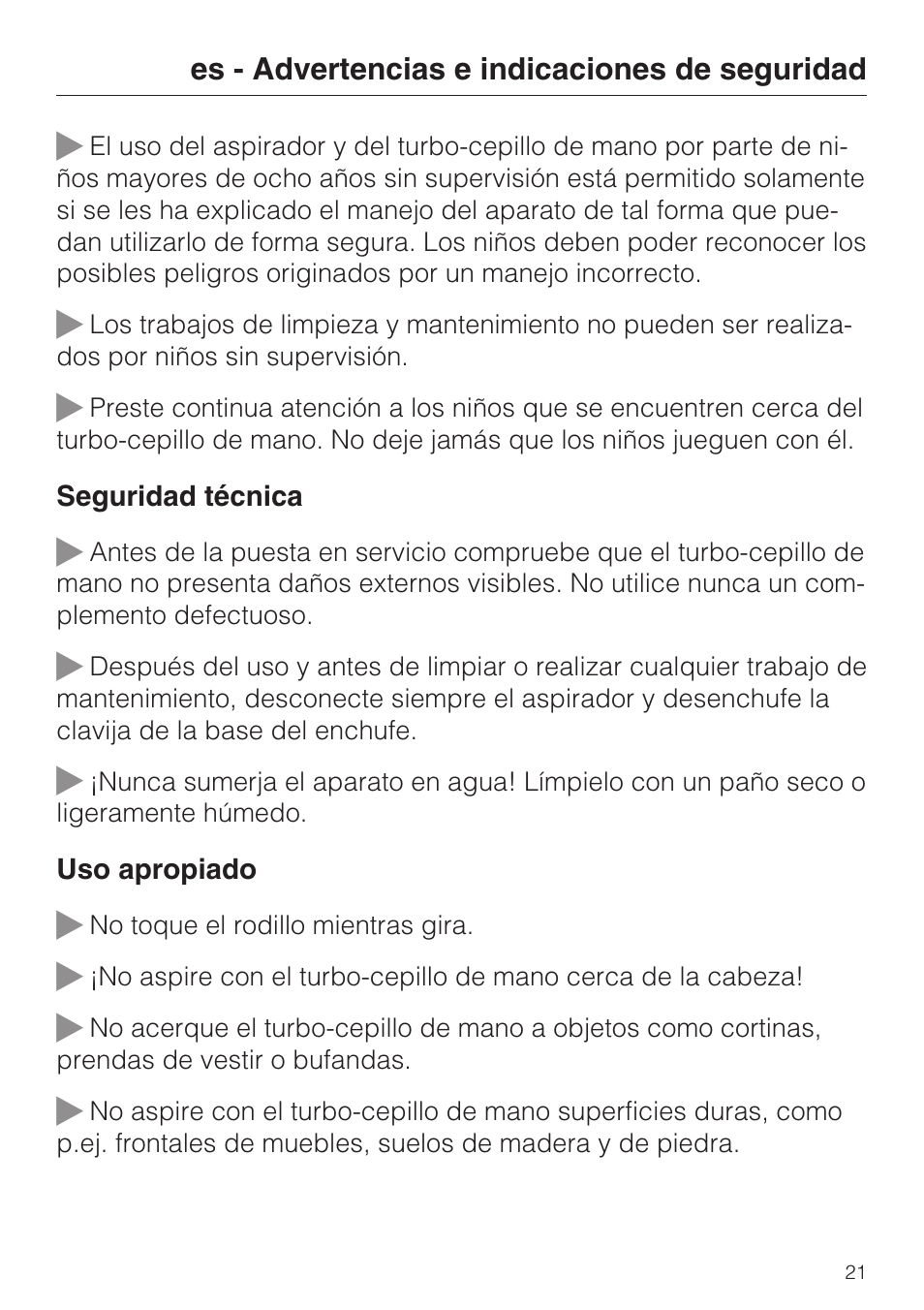 Miele TURBO MINI STB 101 User Manual | Page 21 / 56