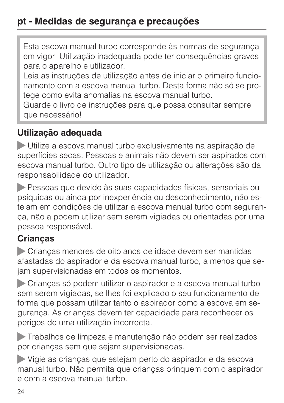 Miele TURBO MINI STB 101 User Manual | Page 24 / 56