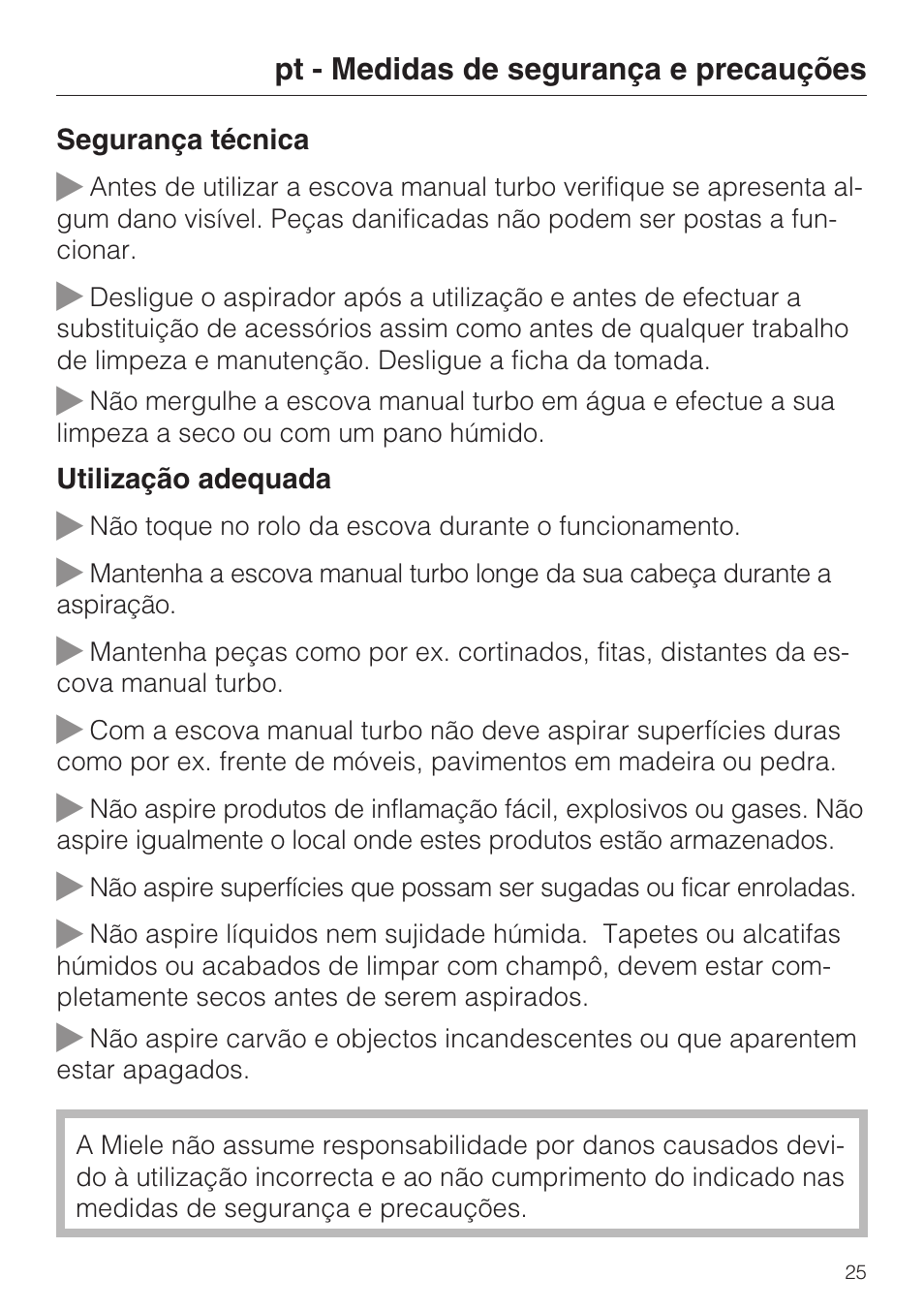 Miele TURBO MINI STB 101 User Manual | Page 25 / 56