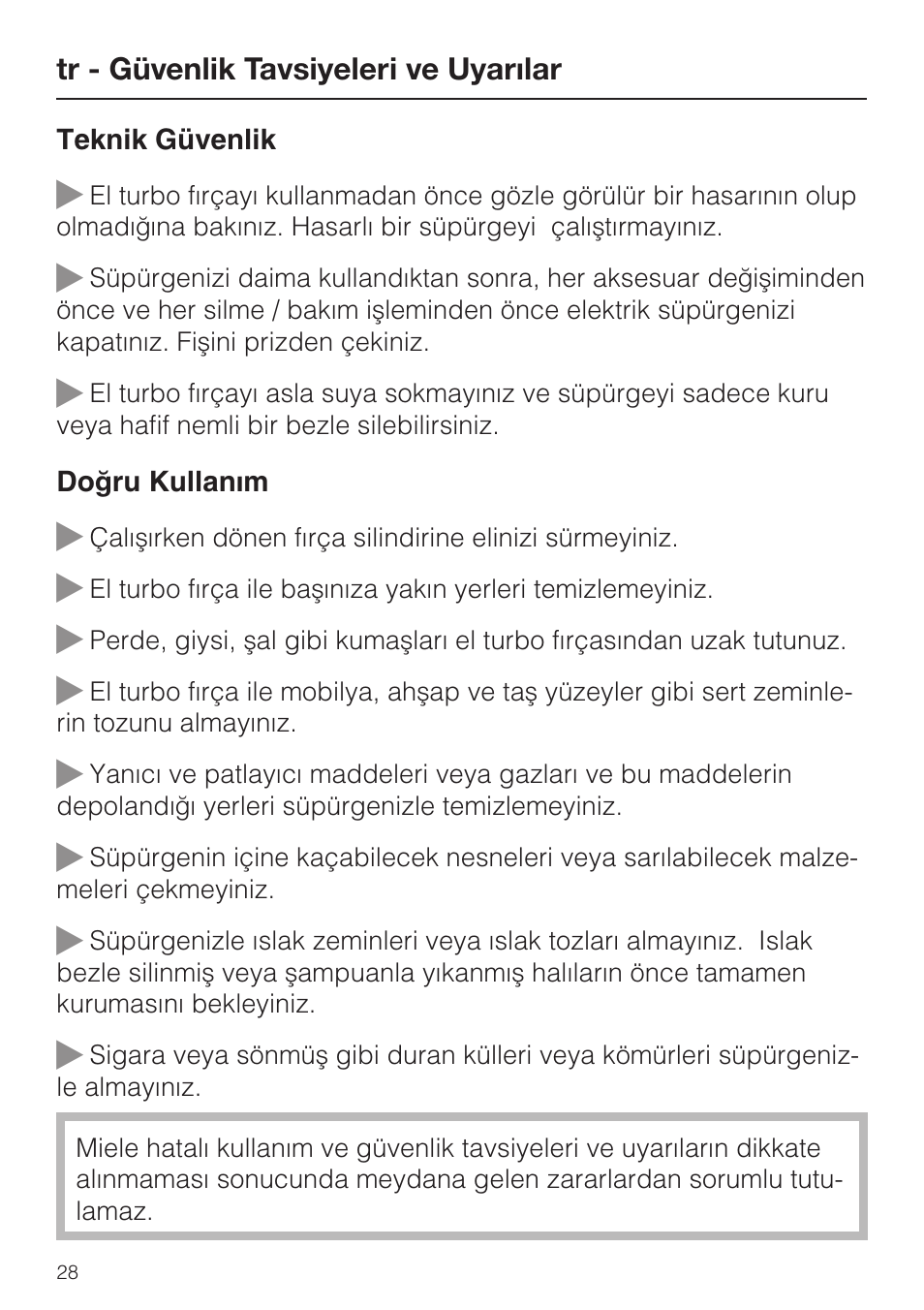 Miele TURBO MINI STB 101 User Manual | Page 28 / 56