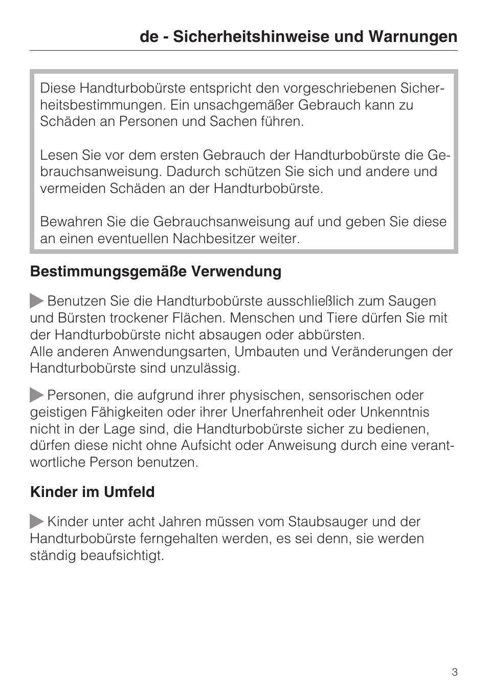 Miele TURBO MINI STB 101 User Manual | Page 3 / 56