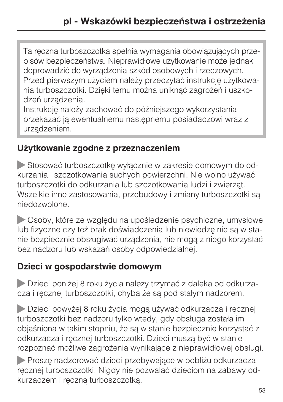 Miele TURBO MINI STB 101 User Manual | Page 53 / 56