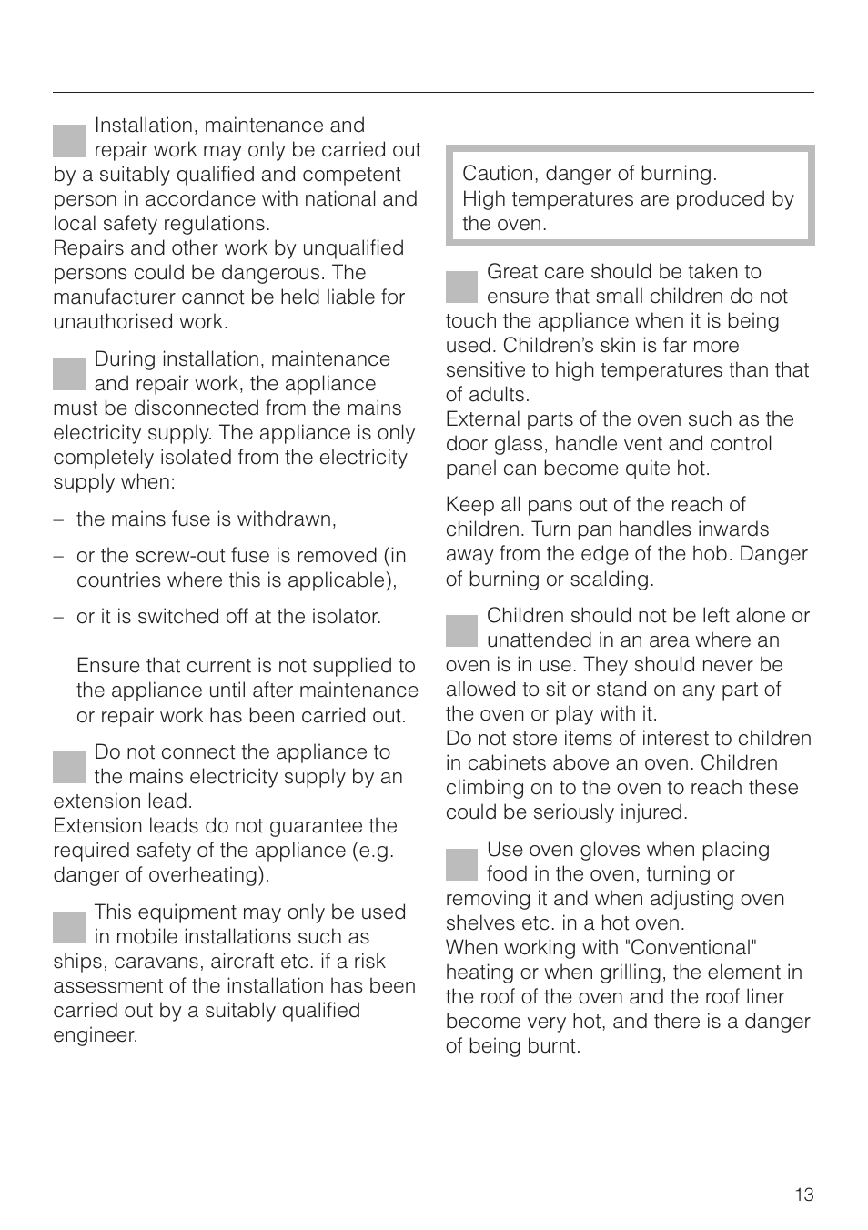 Warning and safety instructions | Miele H 4150 User Manual | Page 13 / 76