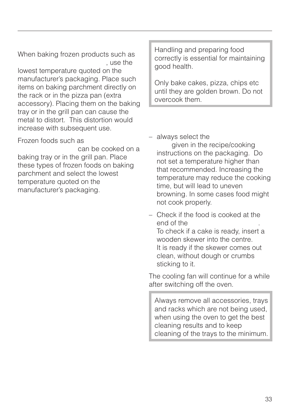 Baking | Miele H 4150 User Manual | Page 33 / 76