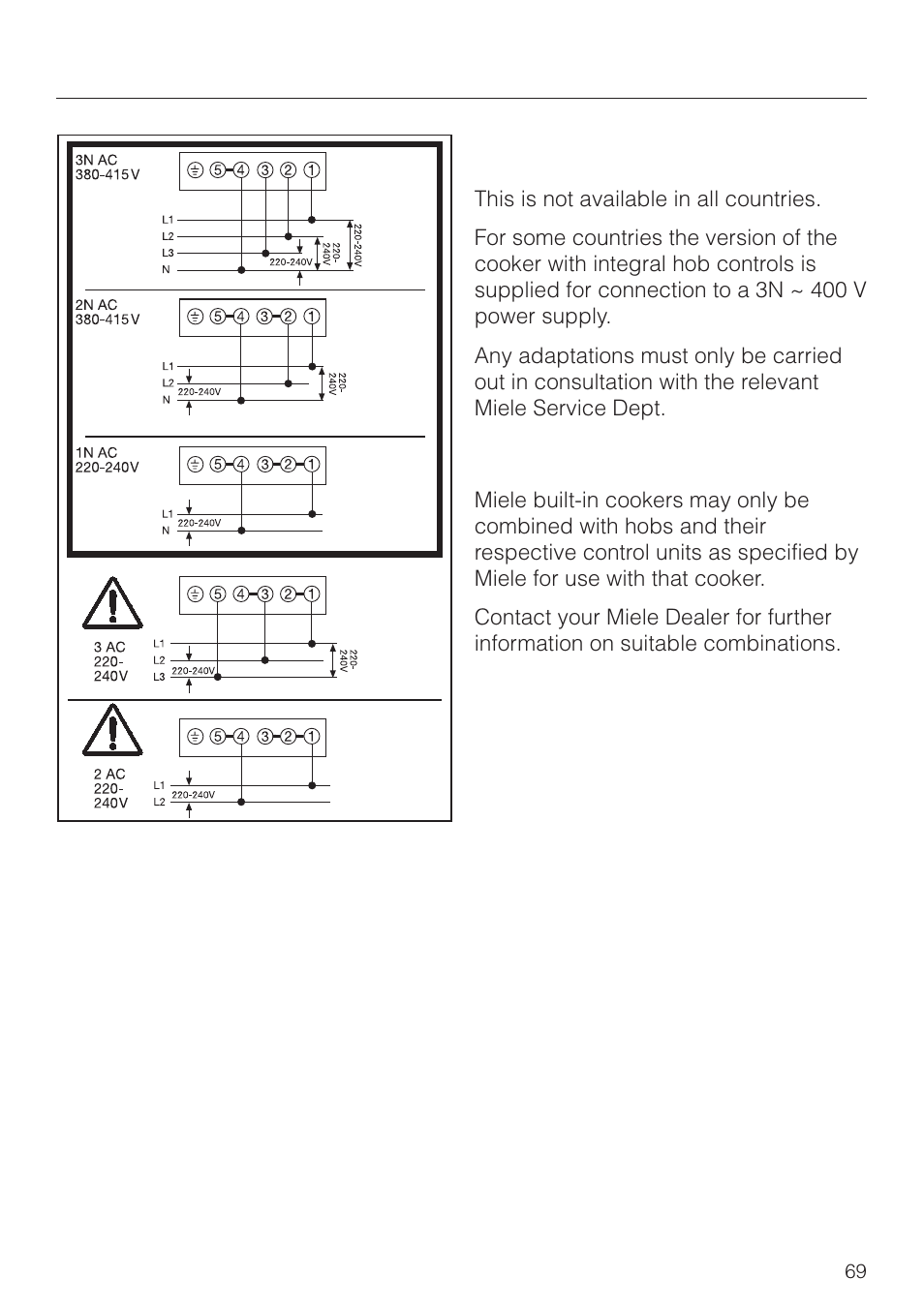 Electrical connection uk, irl, za | Miele H 4150 User Manual | Page 69 / 76