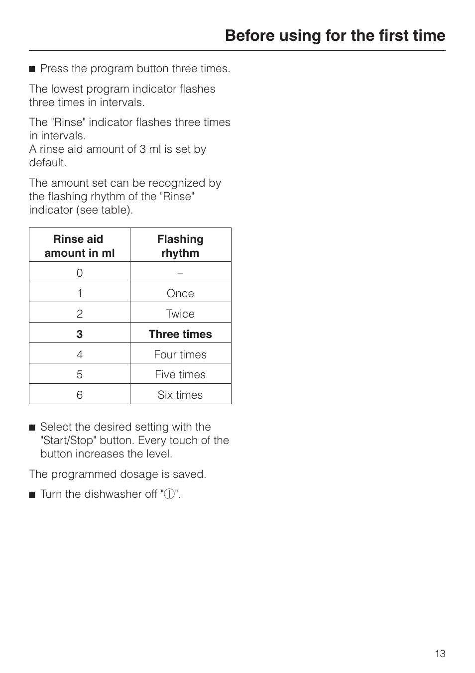 Before using for the first time | Miele INSPIRA SERIES G 2150 User Manual | Page 13 / 52