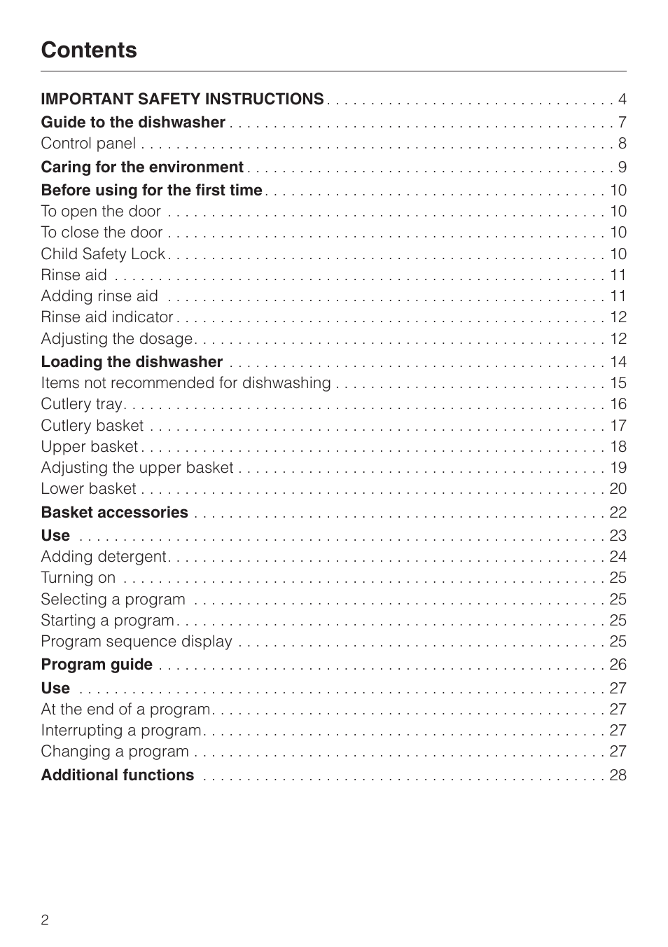 Miele INSPIRA SERIES G 2150 User Manual | Page 2 / 52