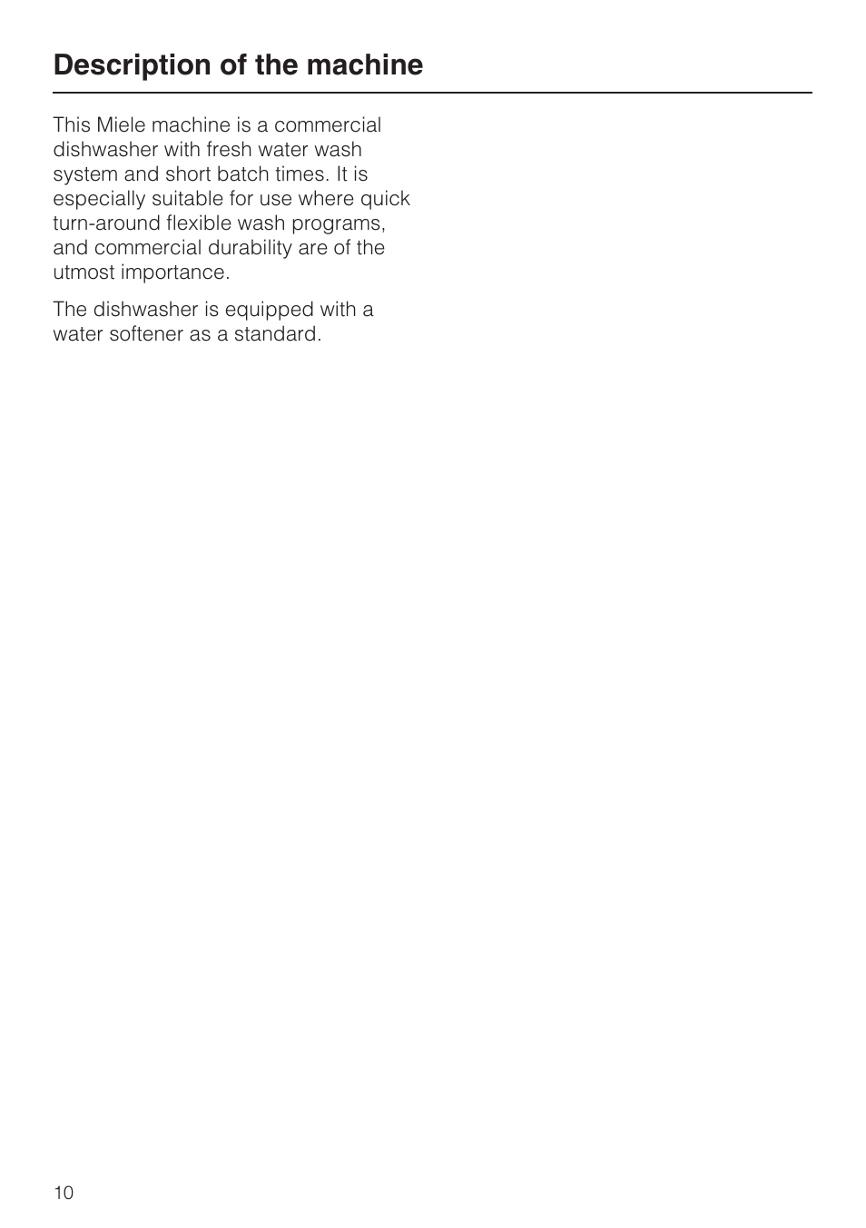 Description of the machine 10, Description of the machine | Miele G 7856 User Manual | Page 10 / 56