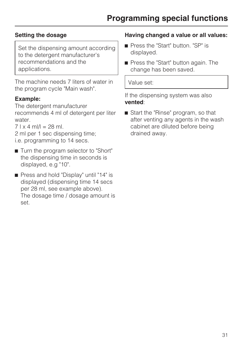 Programming special functions | Miele G 7856 User Manual | Page 31 / 56