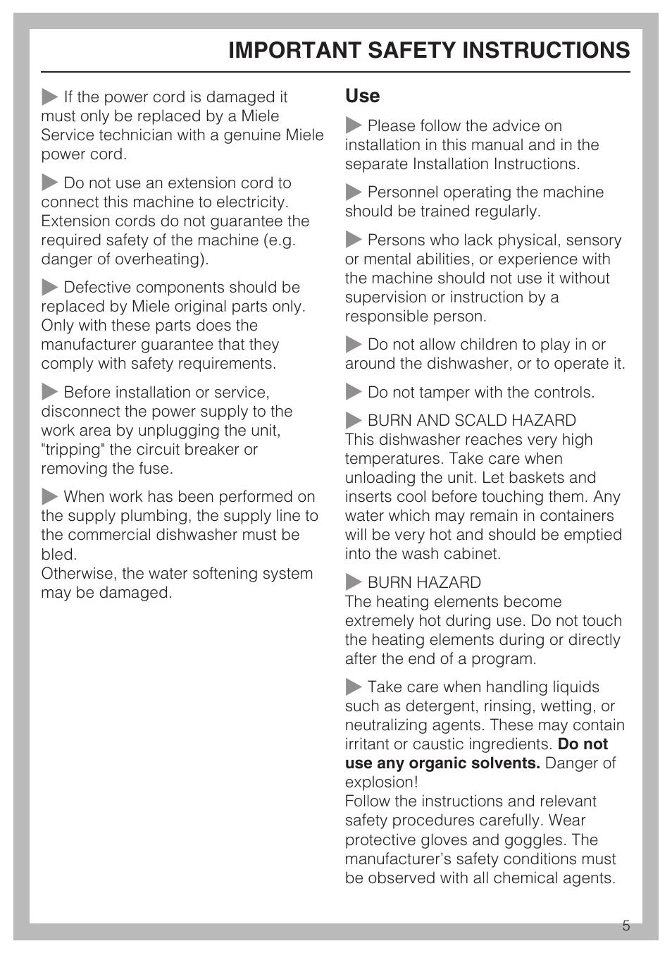 Important safety instructions | Miele G 7856 User Manual | Page 5 / 56