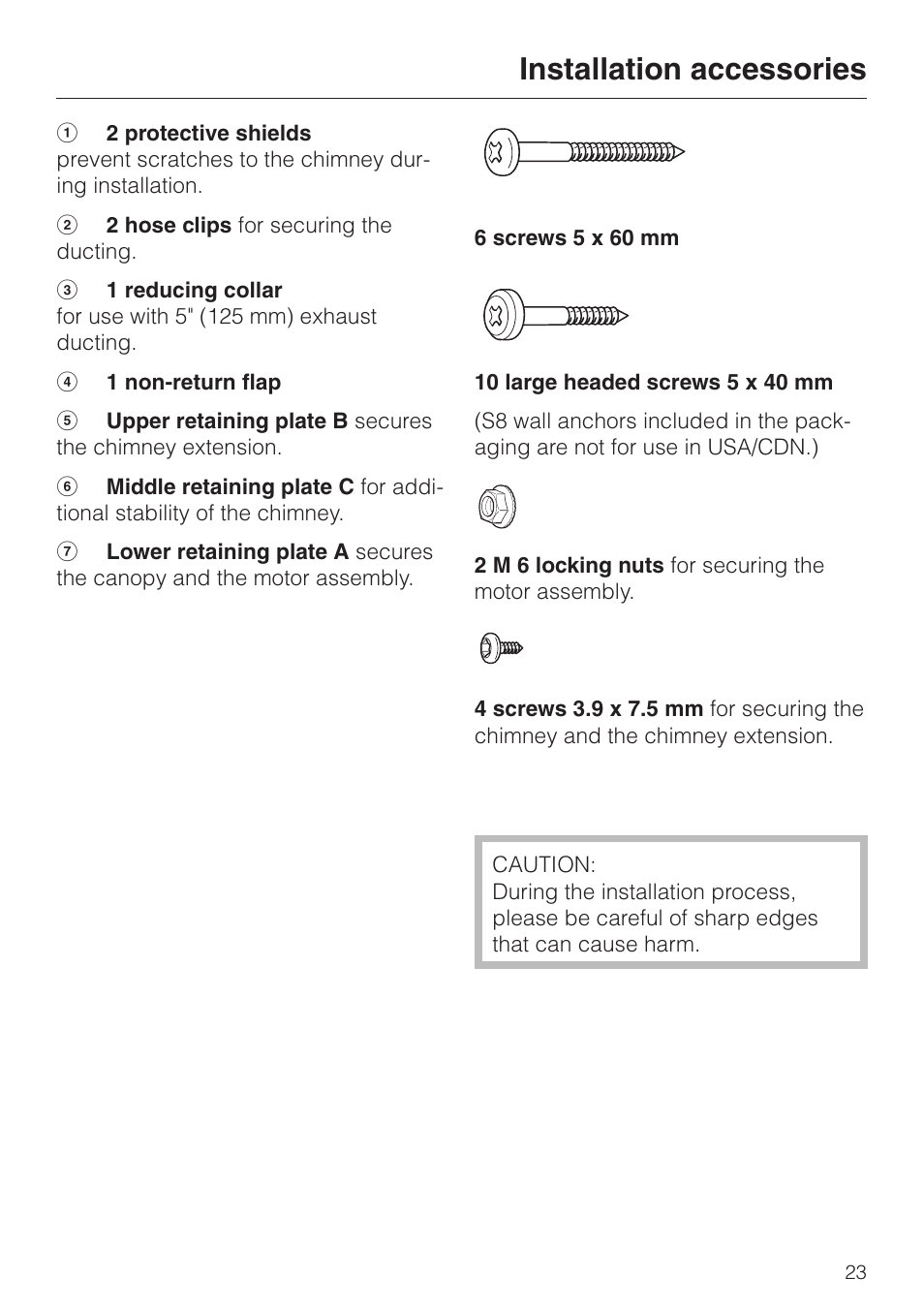 Installation accessories | Miele DA 229-2 User Manual | Page 23 / 40