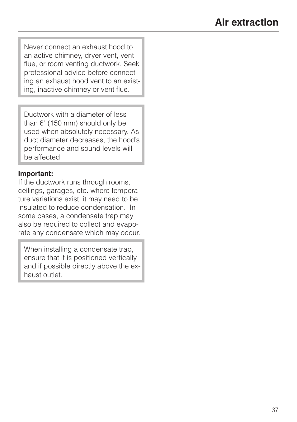 Air extraction | Miele DA 229-2 User Manual | Page 37 / 40