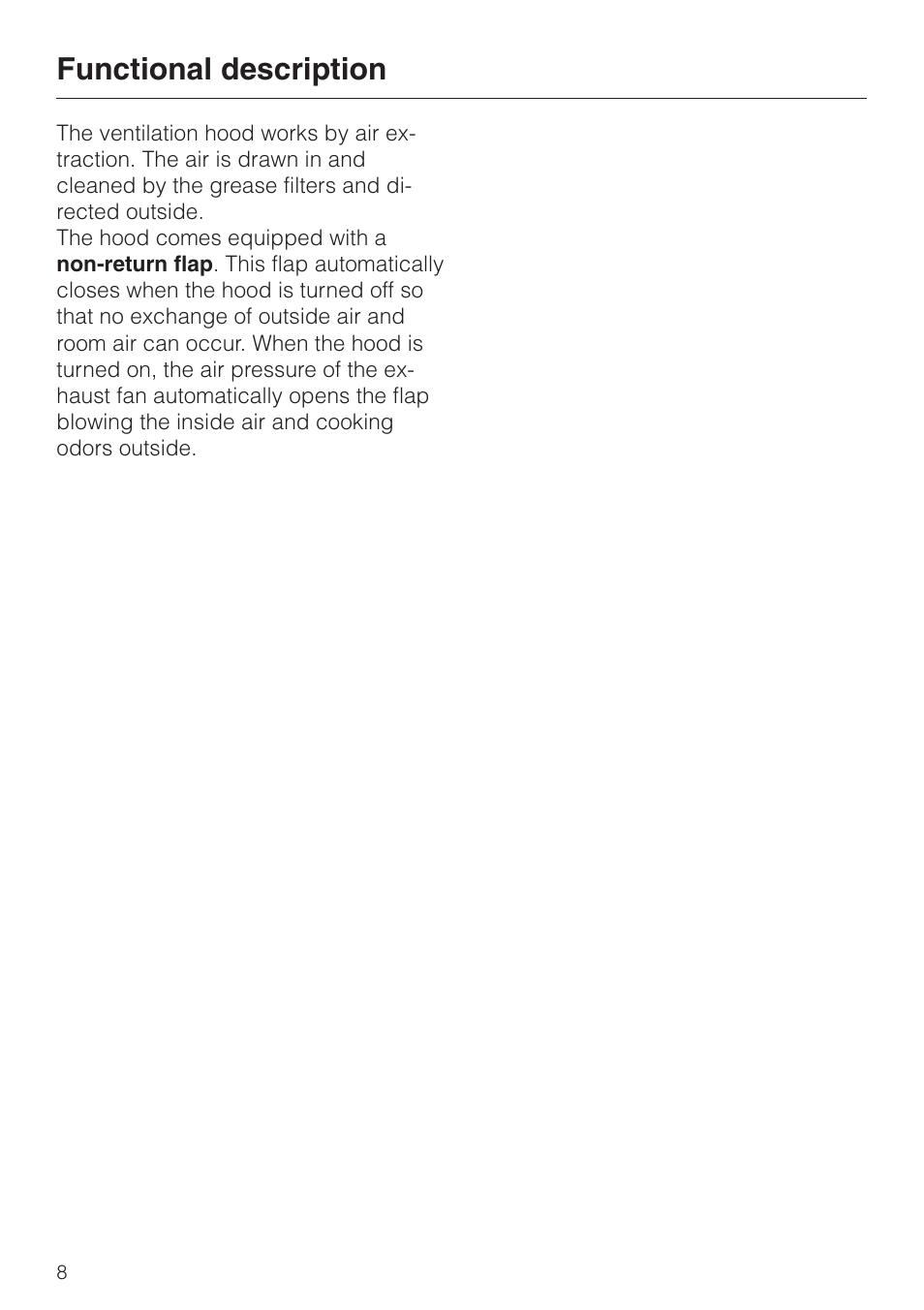 Functional description 8, Functional description | Miele DA 229-2 User Manual | Page 8 / 40