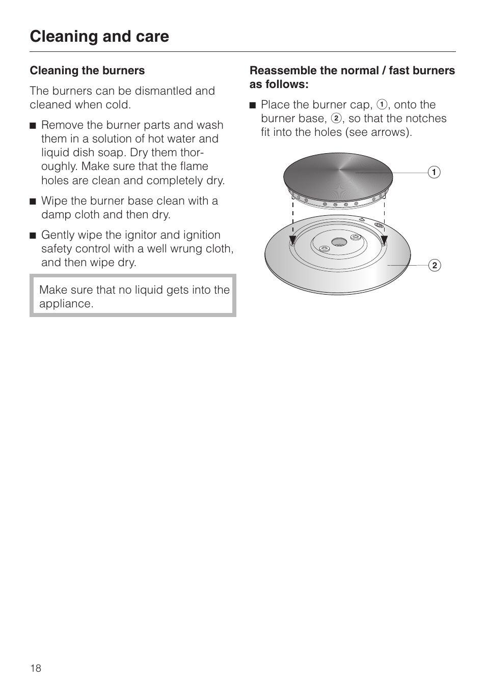 Cleaning and care | Miele KM 344 KM 342 User Manual | Page 18 / 24