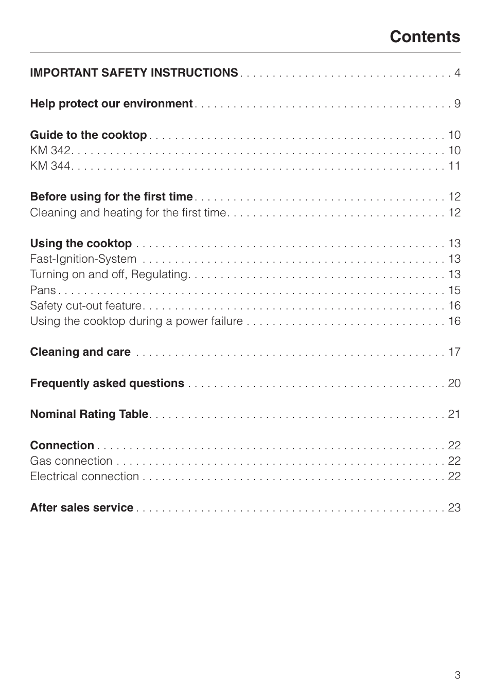 Miele KM 344 KM 342 User Manual | Page 3 / 24