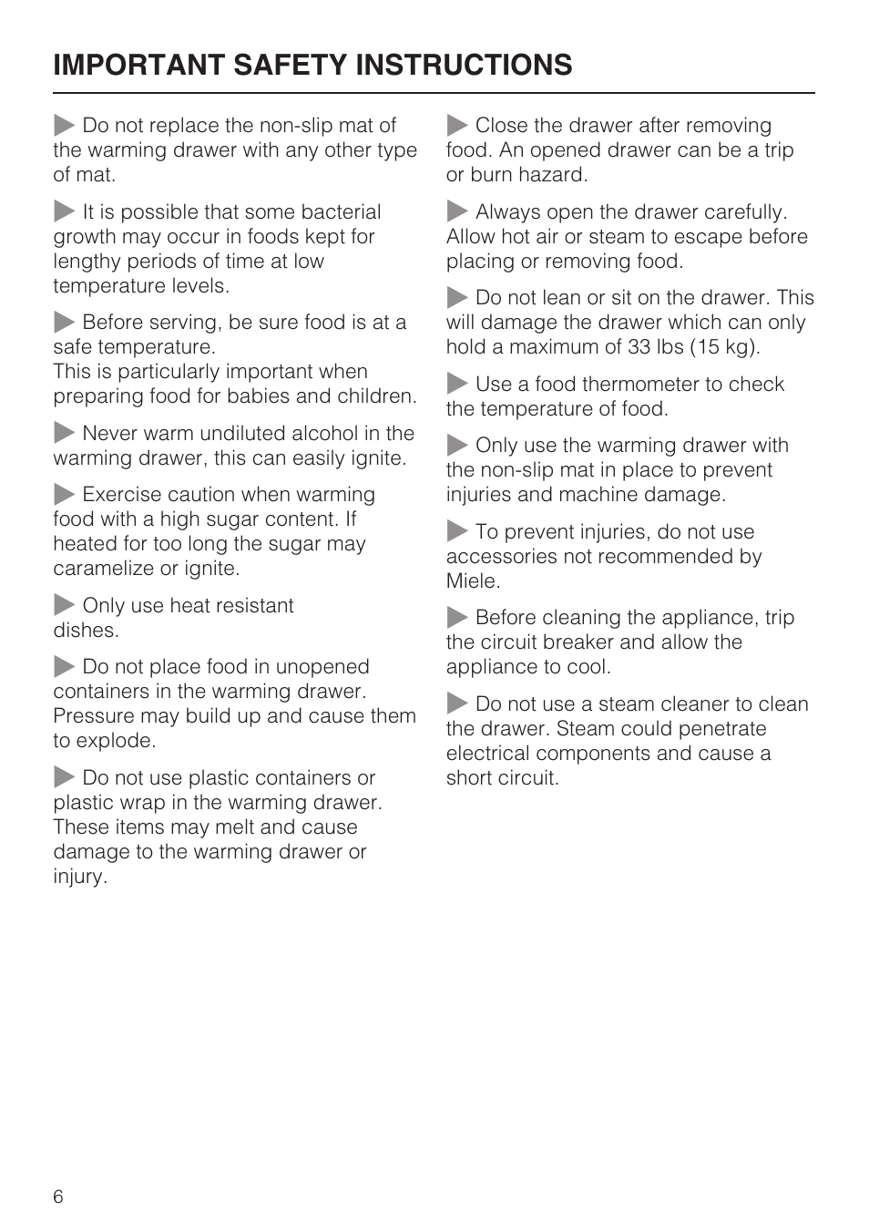 Important safety instructions | Miele ESW 4811 User Manual | Page 6 / 32